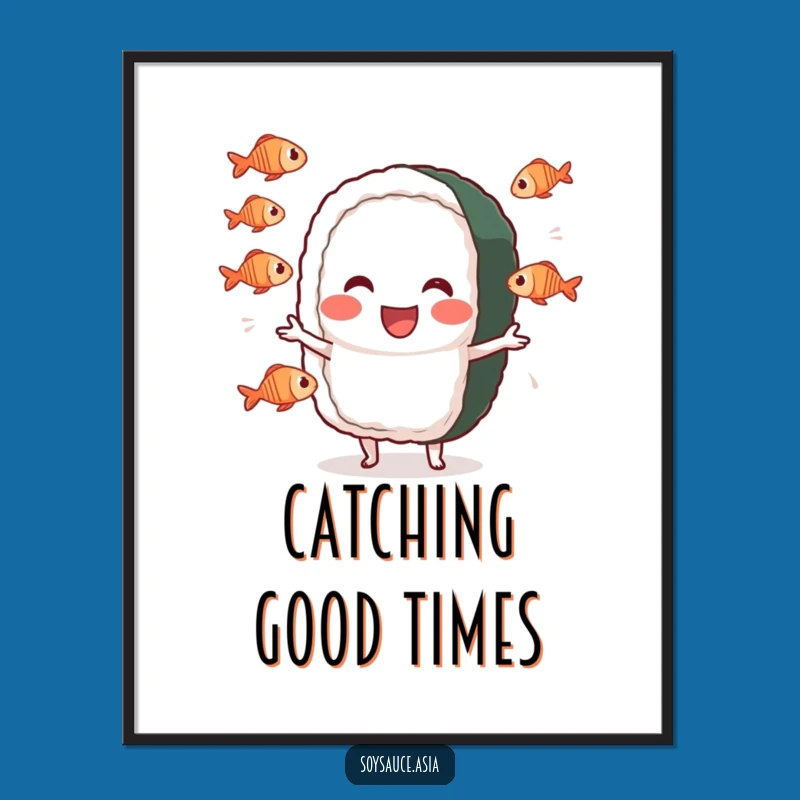 Funny Sushi Juggler Digital Print: Instant Culinary Circus Decor