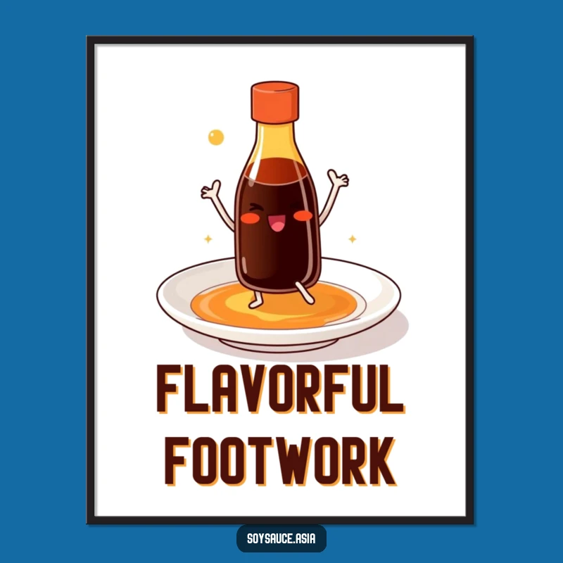 Funny Soy Sauce Dancer Digital Print: Instant Joyful Culinary Decor