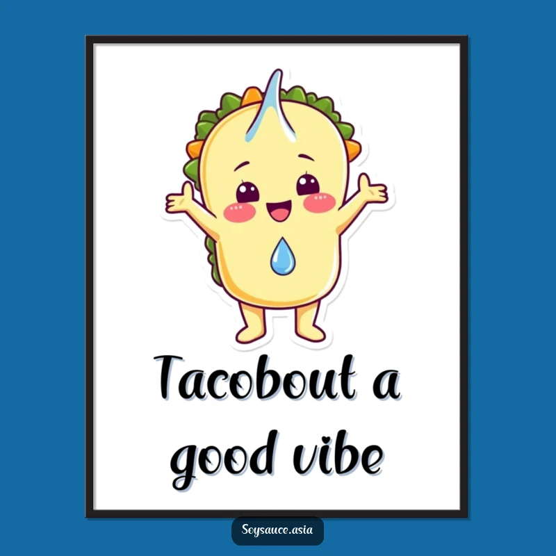 Funny Taco & Rain Drop Art Print - Whimsical Wall Decor for a Cheerful Home