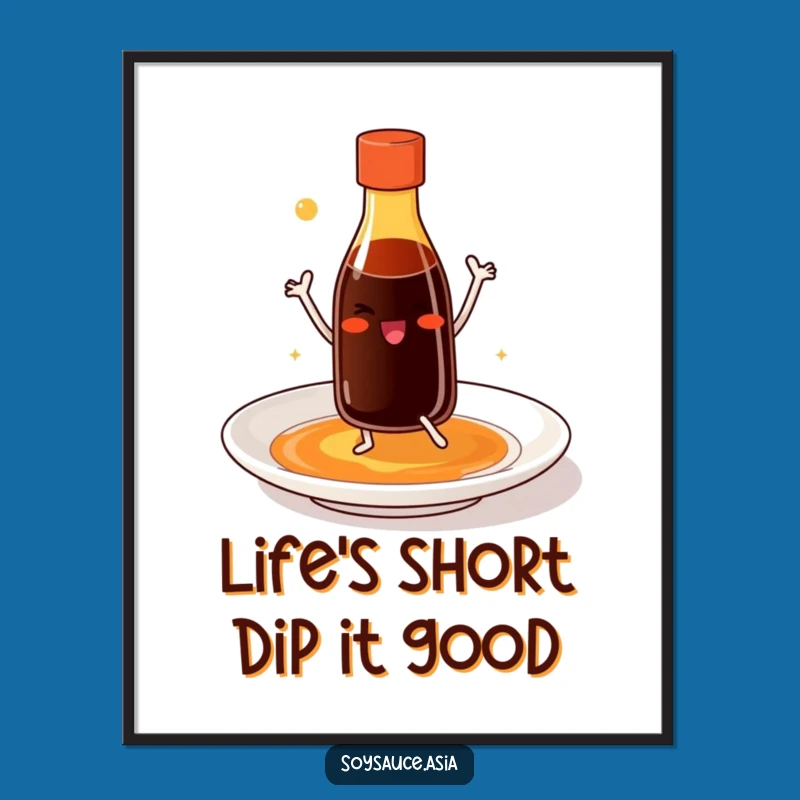 Free Printable Wall Art: Dancing Soy Sauce Bottle - Downloadable Foodie Decor