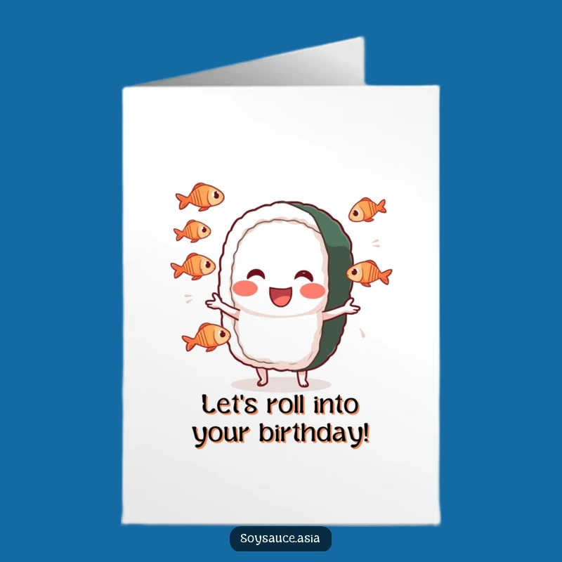 Free Printable Birthday Card: Juggling Sushi Fun - Hilarious Foodie Birthday