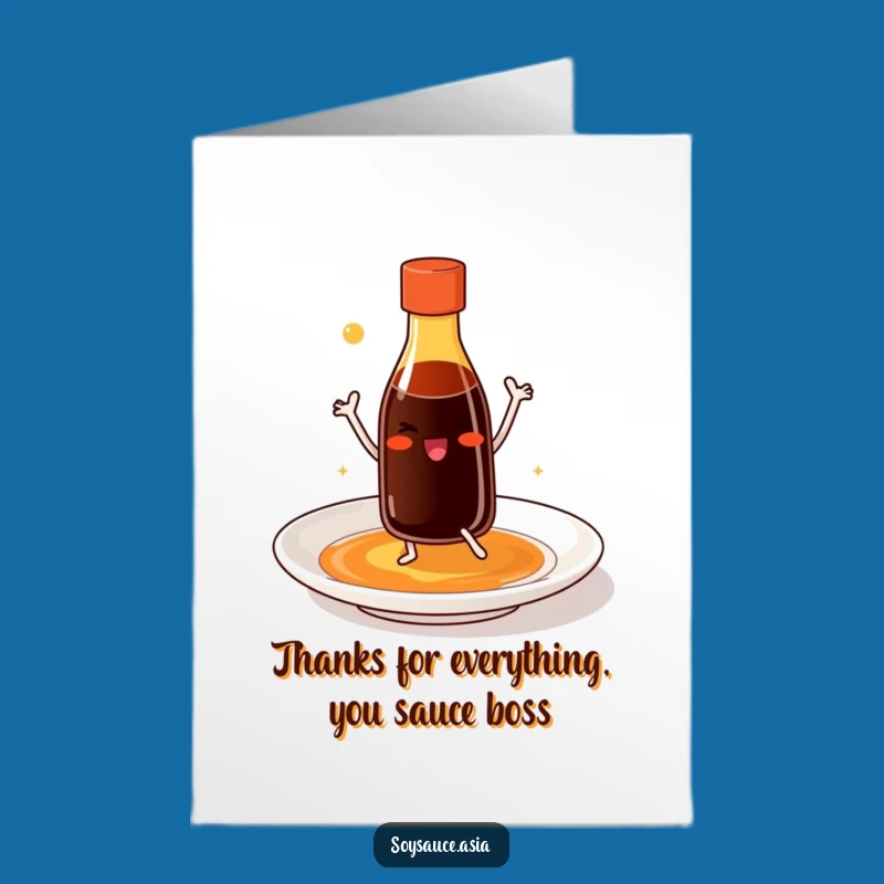 Free Printable Thank You Card: Dancing Soy Sauce Expressing Gratitude - Downloadable
